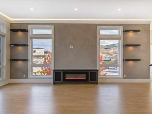 Clarence living room fireplace