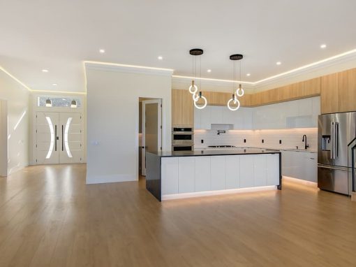 Clarence front entrance and kitchen