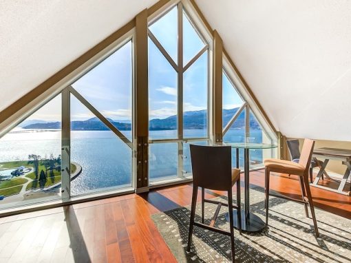 Sunset Road angled loft room looking down lake