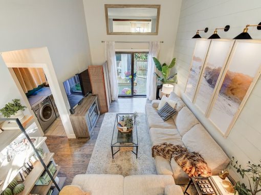 Burtch aerial view of living room