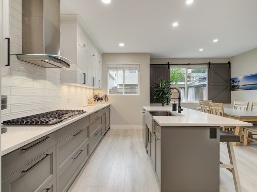 Elkridge grey kitchen and dining area