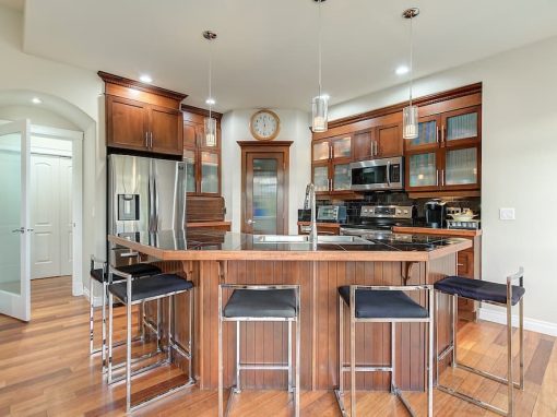Glenmeadows kitchen with metal stools