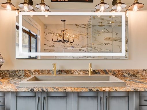 Long gold bathroom sink