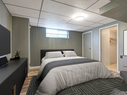 Princess a staged basement bedroom